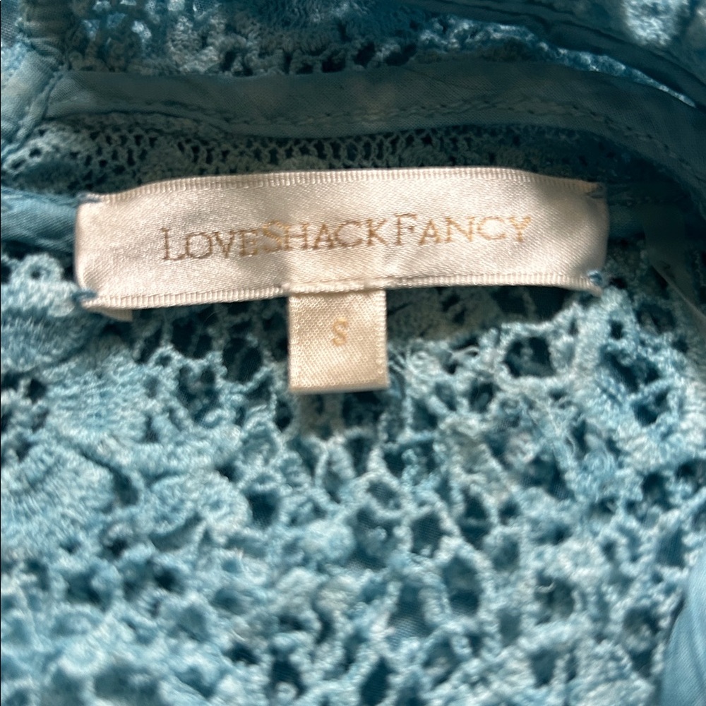 LoveShackFancy Blue Nerine Crocheted Lace Blouse - Picture 6 of 9